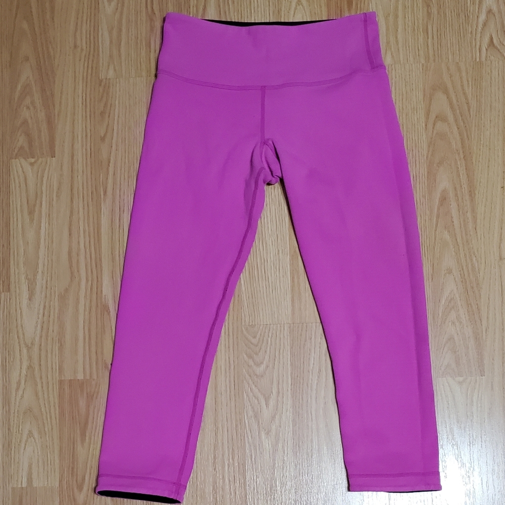 Lululemon size 4 reversible wunder under pull on sports crop leggings black pink - Picture 10 of 15